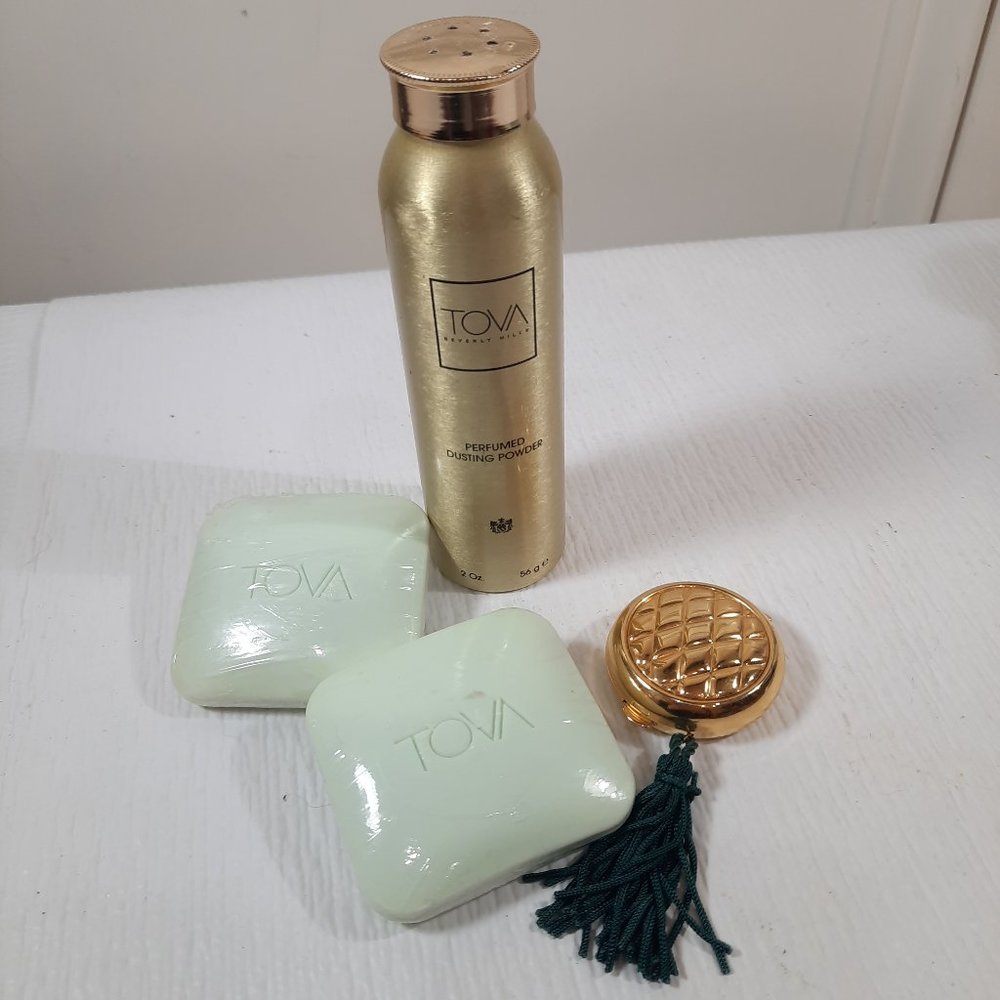Vintage‎ Tova perfumed dusting powder solid parfum in compact & 2 bar soap